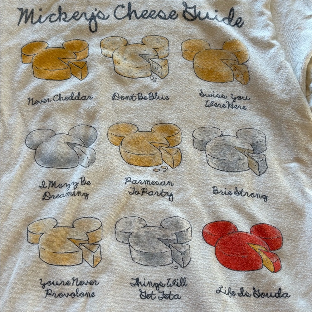 Disney | Mickey Mouse “Cheese Guide” Graphic Tee | 100% Cotton | S - Picture 5 of 7